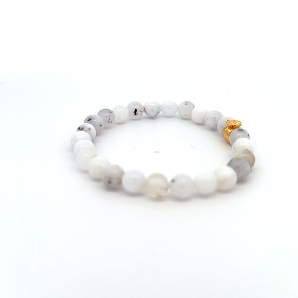 18K Gold Money Bag Lucky Charm Bracelet Gemstones Natural Multicolor Opal 6mm - Picture 4 of 5